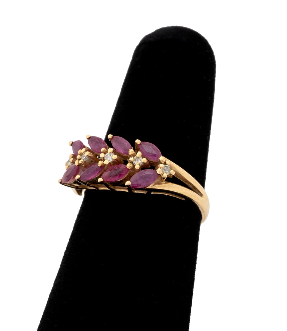 14K Yellow Gold Ruby and Diamond Ring - 2