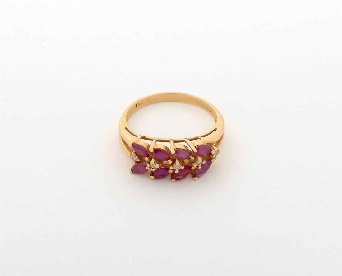 14K Yellow Gold Ruby and Diamond Ring - 4