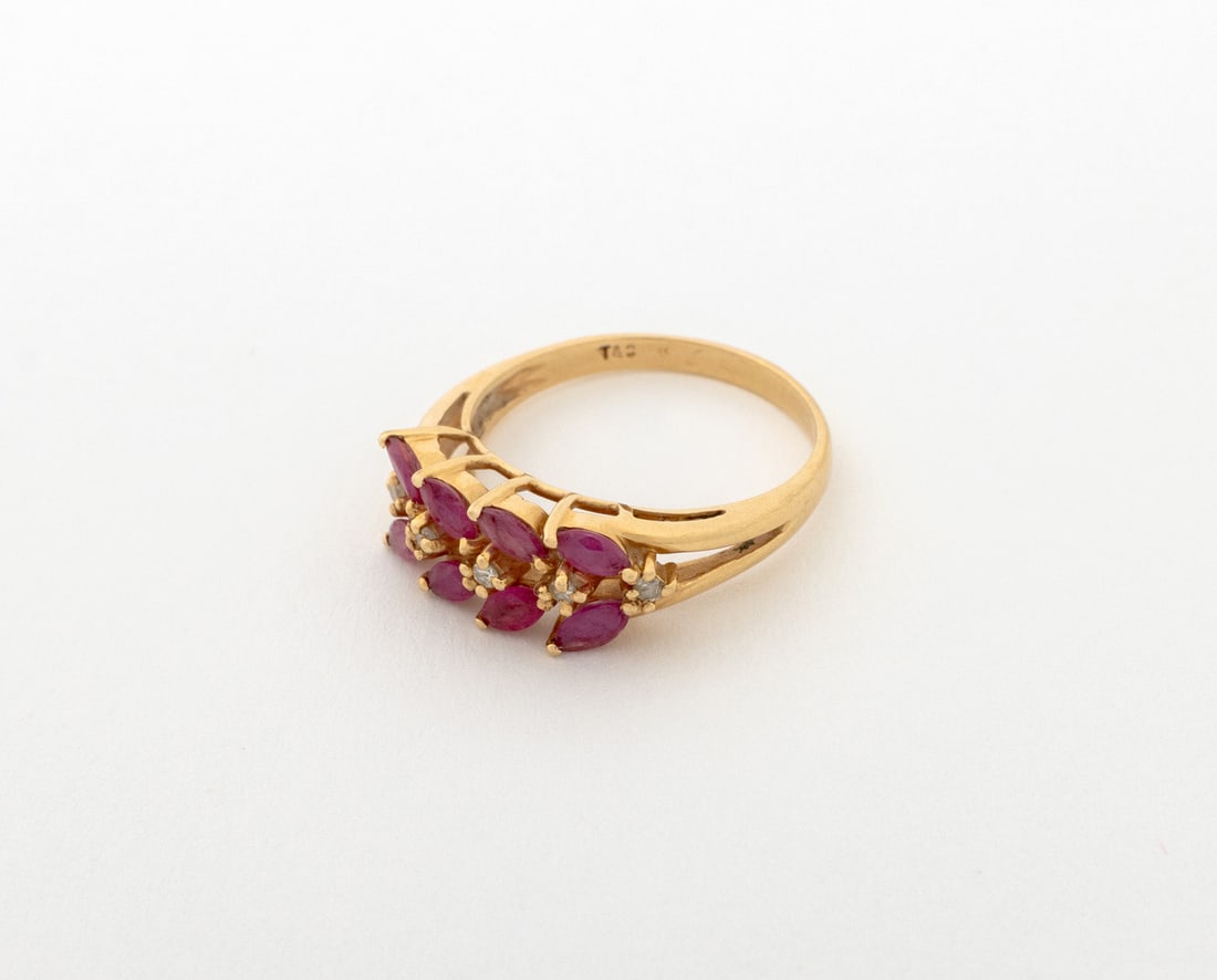 14K Yellow Gold Ruby and Diamond Ring - 5