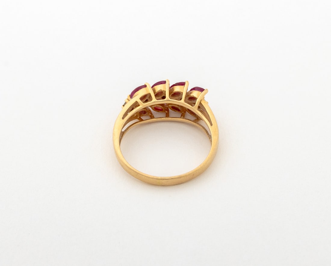14K Yellow Gold Ruby and Diamond Ring - 6