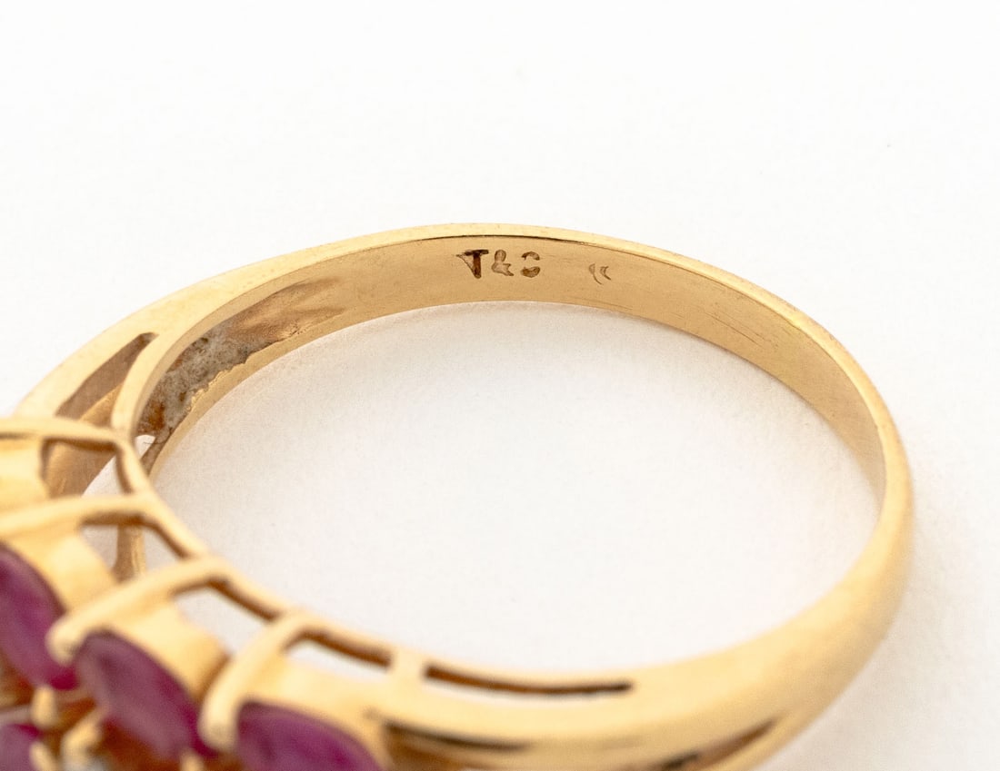 14K Yellow Gold Ruby and Diamond Ring - 7