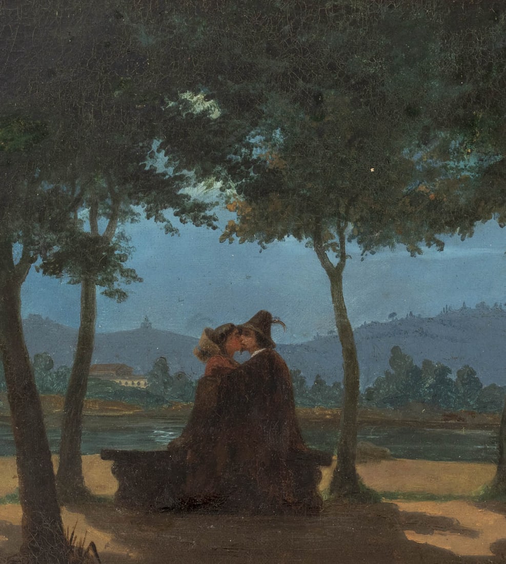 American Courting Scene Oil on Canvas, ca. 1900 - 3