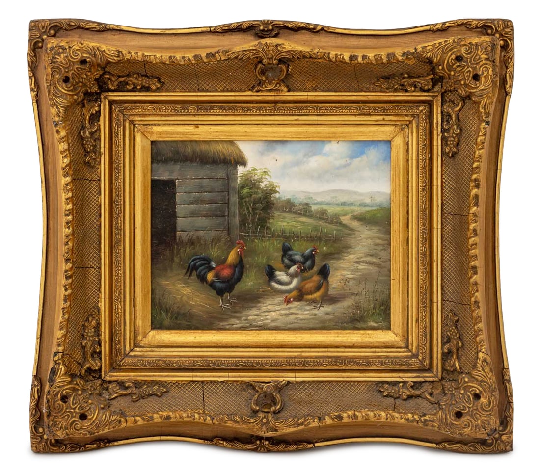 Manner of Edgar Hunt Chicken Coop Oil on Panel (1 of 6)