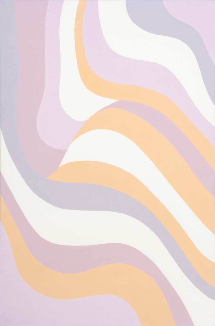 Marjorie Shaw Kubach "Big Wave A" Acrylic, 1974: Marjorie Shaw Kubach (American, 1921-2024), "Big Wave A", Acrylic on Canvas, 1974, signed, titled, and dated verso, unframed. 69.25" H x 46" W x Provenance: From a New Jersey Collection. Keywords: