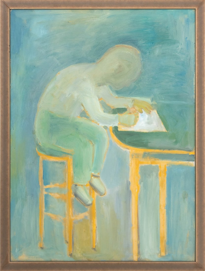 Allen Kubach "Boy Drawing II" Oil, 1965 (1 of 11)