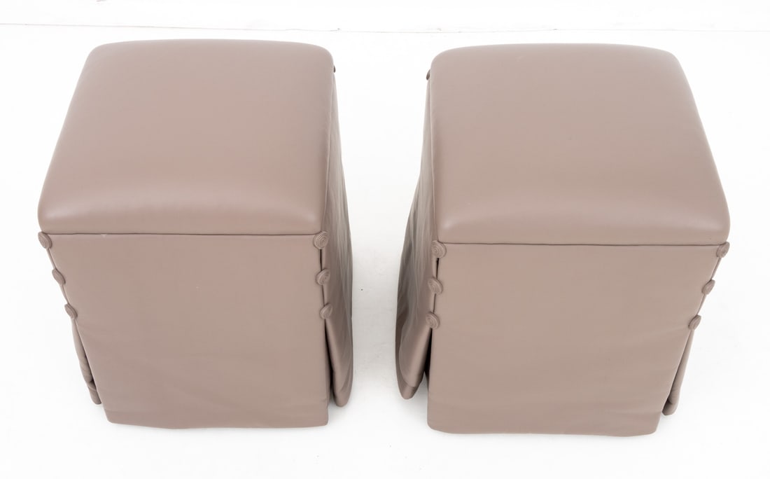 J. Robert Scott Leather Ottomans, Pair - 5
