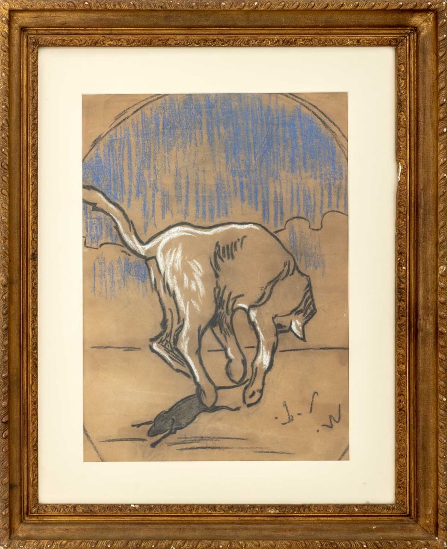 Wifredo Lam Attr. Cat and Mouse Mixed Media (1 of 8)