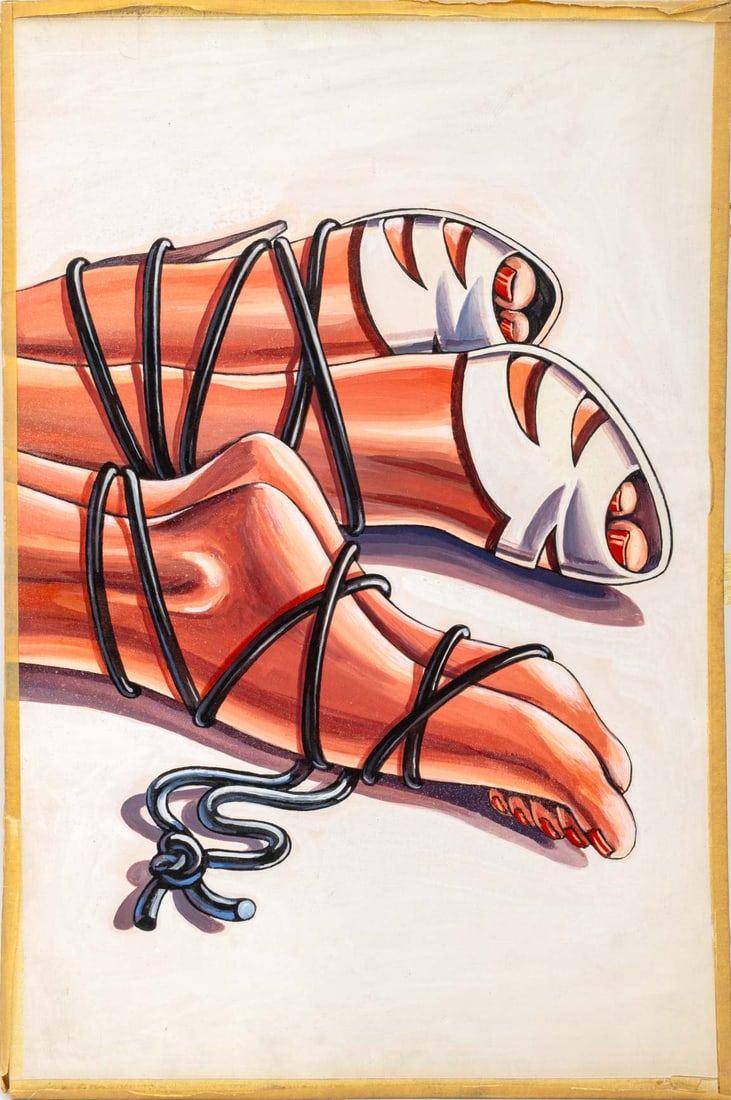 Stanislaw Zagorski "Grand Slam" Cover Art, 1980: Stanislaw Andrzej Zagorski (Polish, 1933-2025), "Grand Slam" Cover Art, Mixed Media on Illustration Board, 1980, for "Grand Slam" by Ritchie Perry, inscribed verso, unframed. 20" H x 13.25" W. Provena