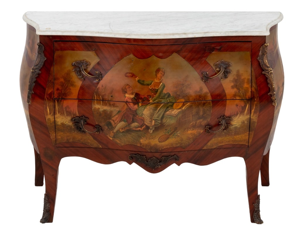 Louis XV Style Painted Kingwood Bombe Commode (1 of 9)