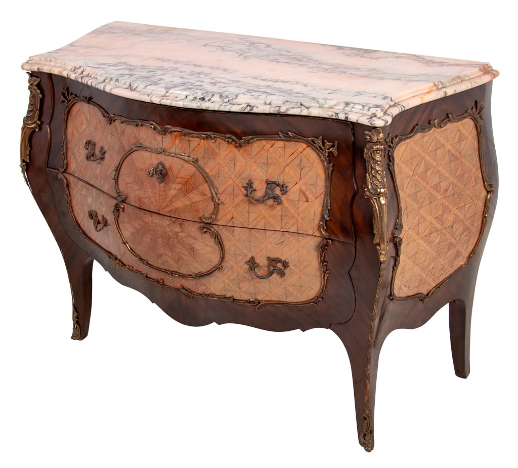 Louis XV Style Kingwood Parquetry Bombe Commode - 2