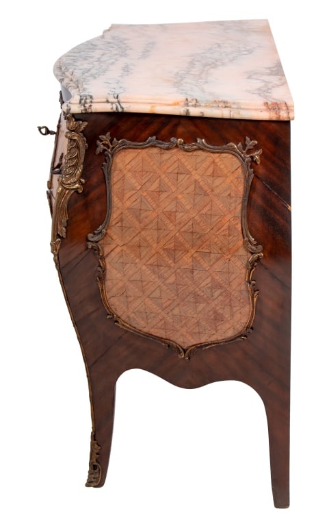 Louis XV Style Kingwood Parquetry Bombe Commode - 3