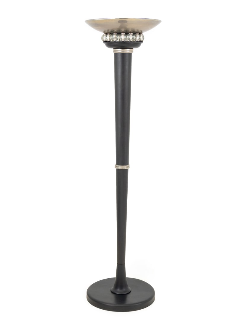 Art Deco Style Chrome & Glass Ebonized Floor Lamp (1 of 5)