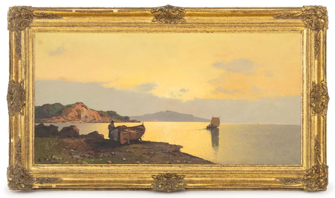 Ensel Salvi Sailboat on the Coast Oil on Canvas (1 of 9)
