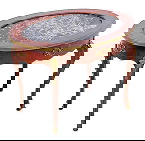 Louis XV Style Kingwood and Marble Oval Low Table (1 of 4)