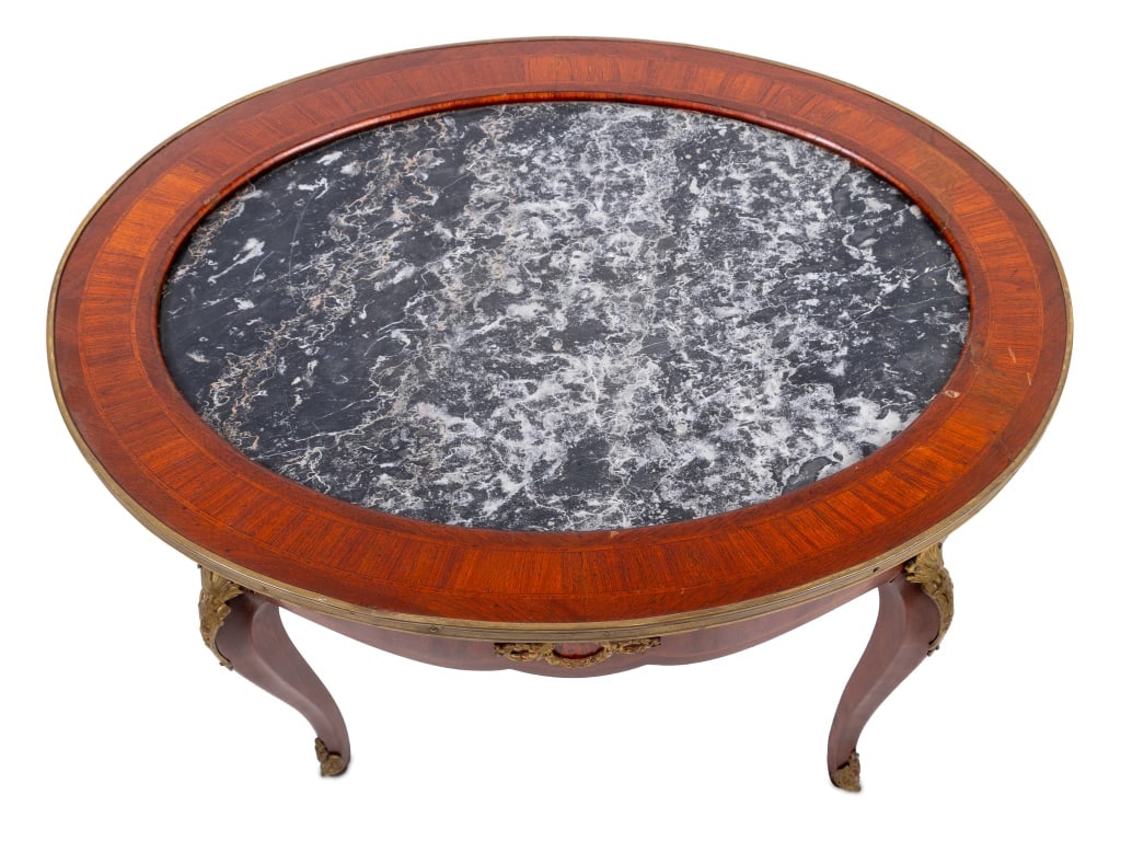 Louis XV Style Kingwood and Marble Oval Low Table - 3