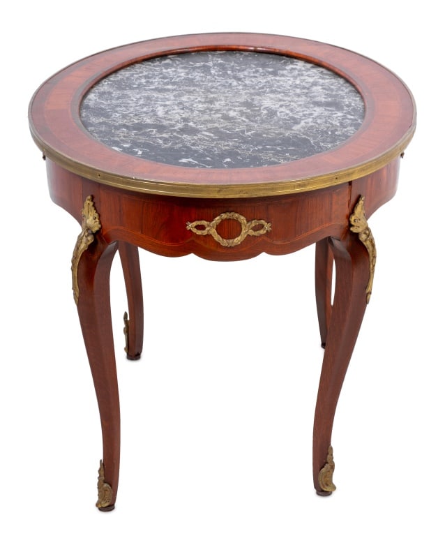 Louis XV Style Kingwood and Marble Oval Low Table - 4