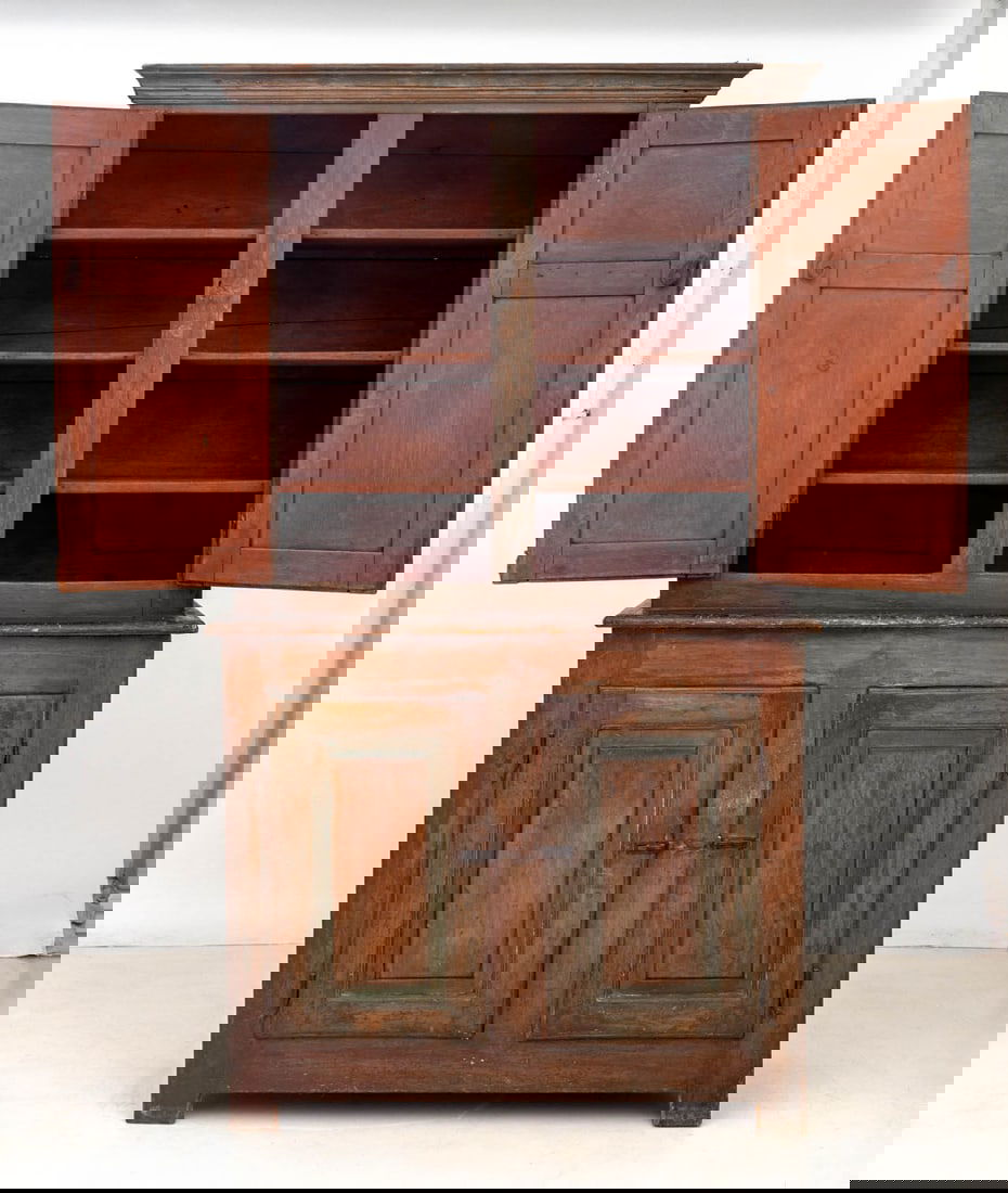 American Pine Stepback Cupboard, 19th C. - 2