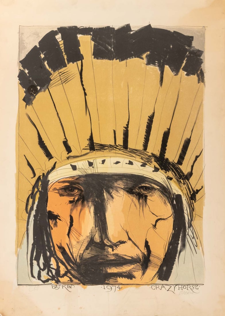 Leonard Baskin "Crazy Horse" Lithograph, 1974 (1 of 8)