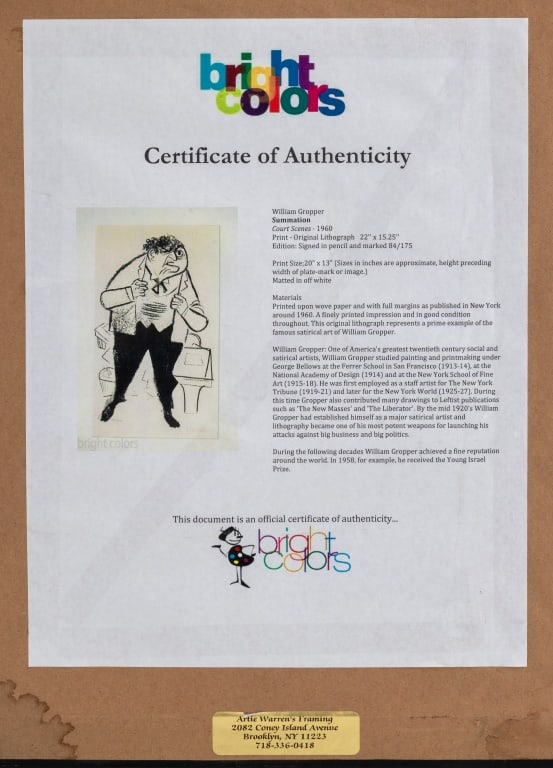 William Gropper "Summation" Lithograph - 8