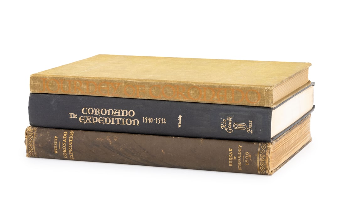 Books on the Coronado Expedition, 3: Collection of 3 Books on the Coronado Expedition, comprising: "The Journey of Francisco Vazquez de Coronado 1540-1542", uncut pages, Grabhorn Press, one of 550 copies, "The Coronado Expedition 1540-15