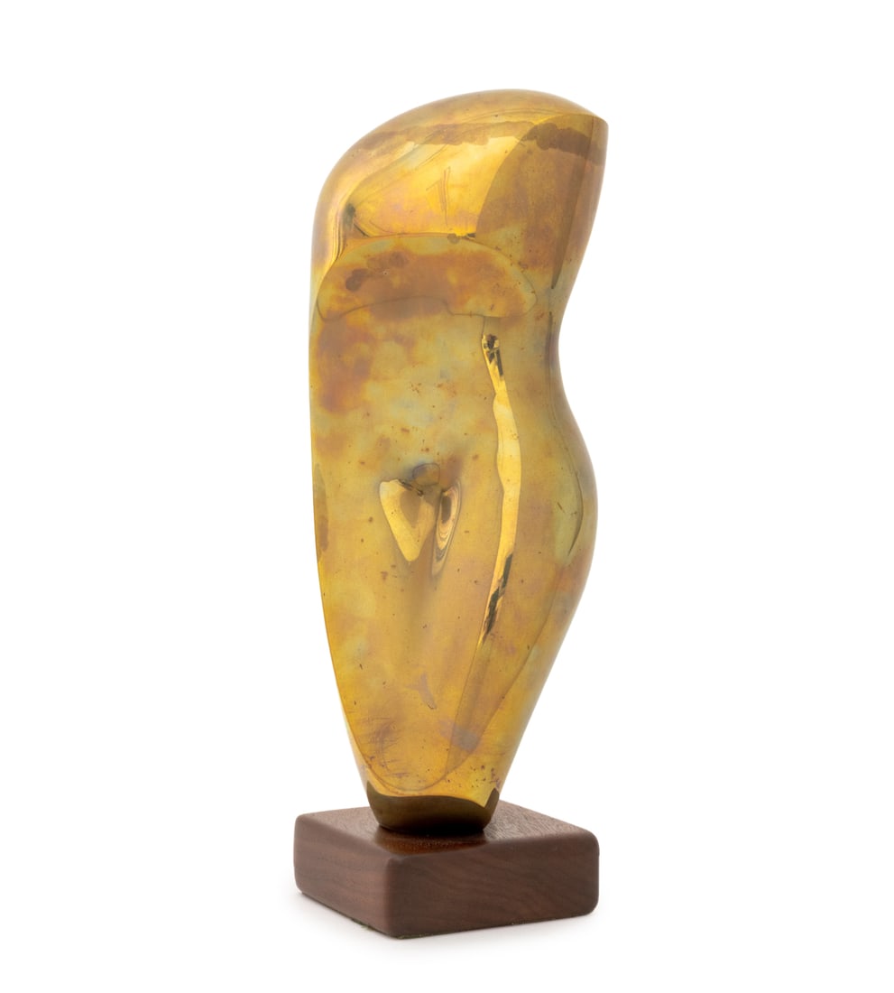 John Schackerman Stylized Torso Bronze Sculpture: John Schackerman (American, XX) Stylized Torso Bronze Sculpture, 1982, signed, dated, and numbered edition "3/10" to bronze base, mounted on wood base. Overall: 14.5" H x 6" W x 6" D. Provenance: From