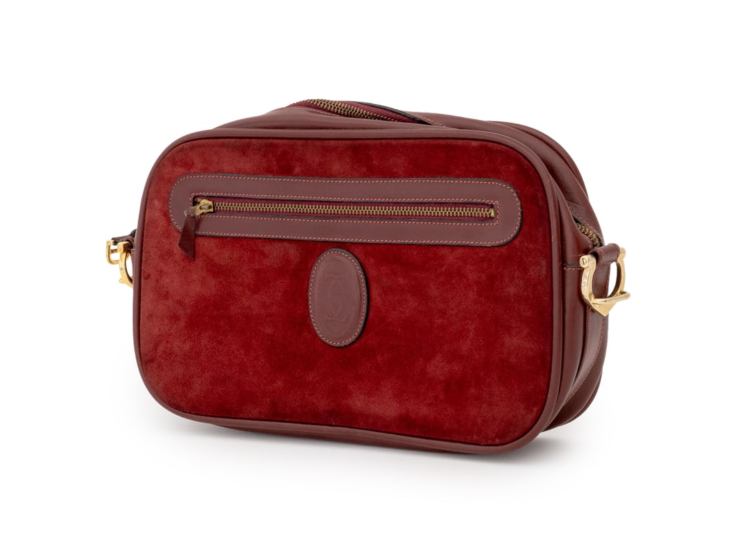 Cartier Must de Cartier Bordeaux Suede Handbag (1 of 9)