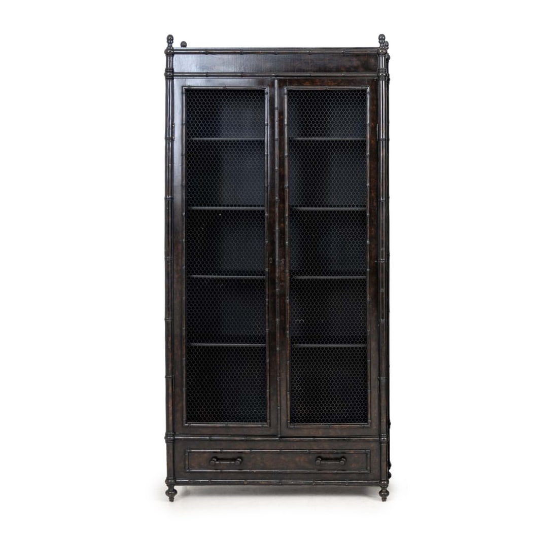 Faux Bamboo Ebonized Display Cabinet (1 of 8)