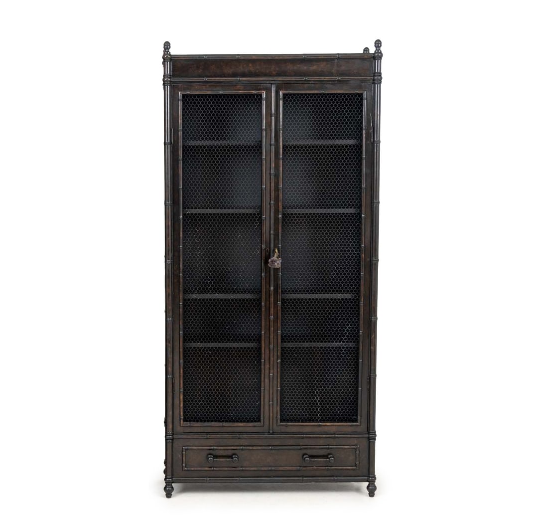 Faux Bamboo Ebonized Display Cabinet (1 of 9)