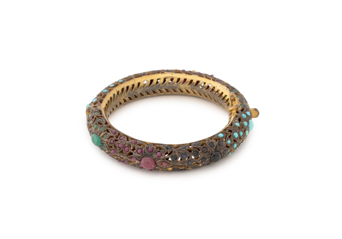 Mughal Vermeil Multi-Colored Gemstone Bangle (1 of 8)