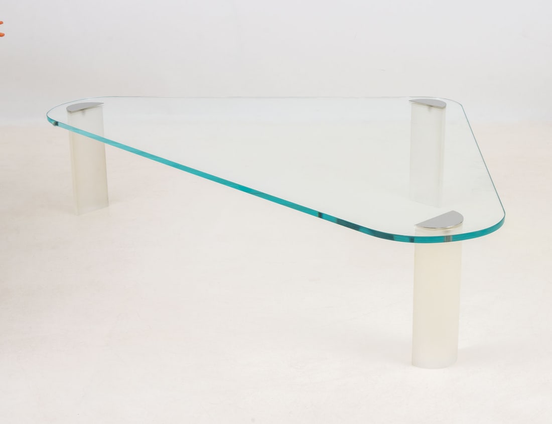 Pace Lucite and Glass Triangular Coffee Table - 4