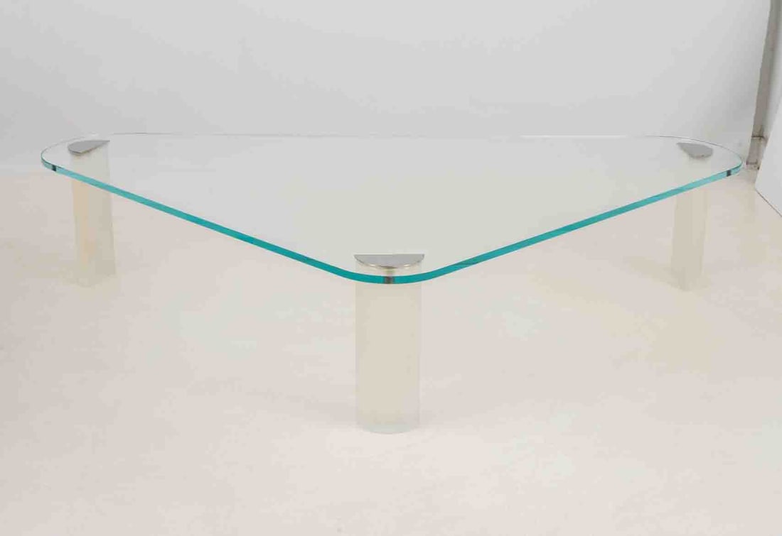 Pace Lucite and Glass Triangular Coffee Table - 6