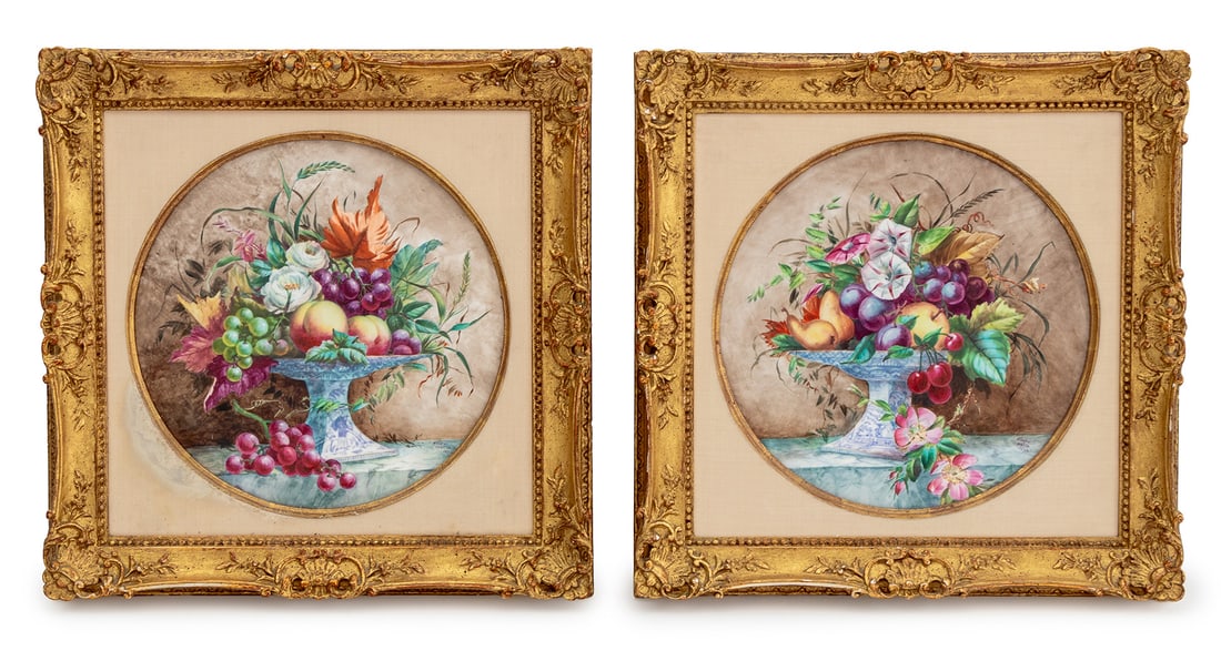 Herbert Cooper Floral Porcelain Plaques, 1874, 2 (1 of 9)