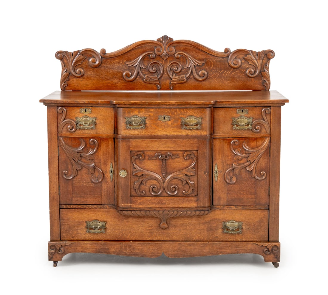 Victorian Brass Mounted Oak Sideboard (1 of 8)