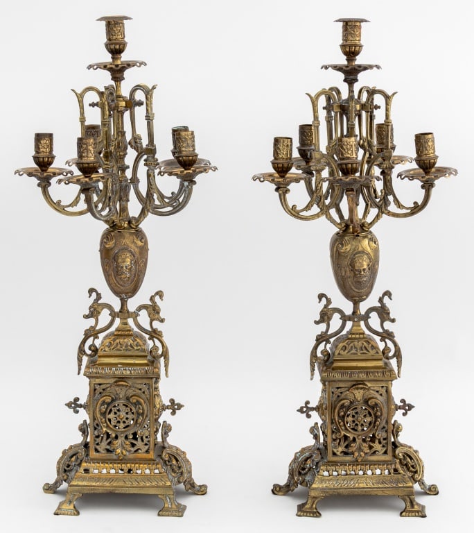 Renaissance Revival Gilt Bronze Candelabra, Pair - 6