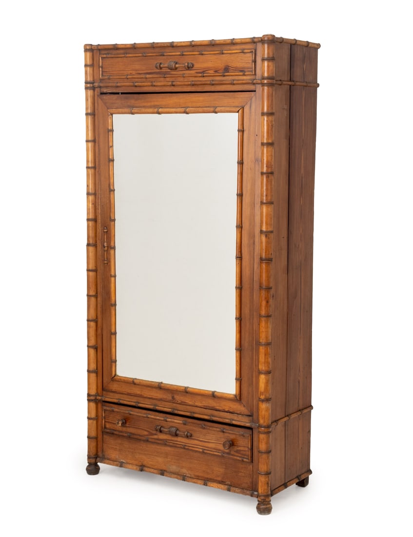 French Pine Faux Bamboo Armoire, Early 20th C. (1 of 8)