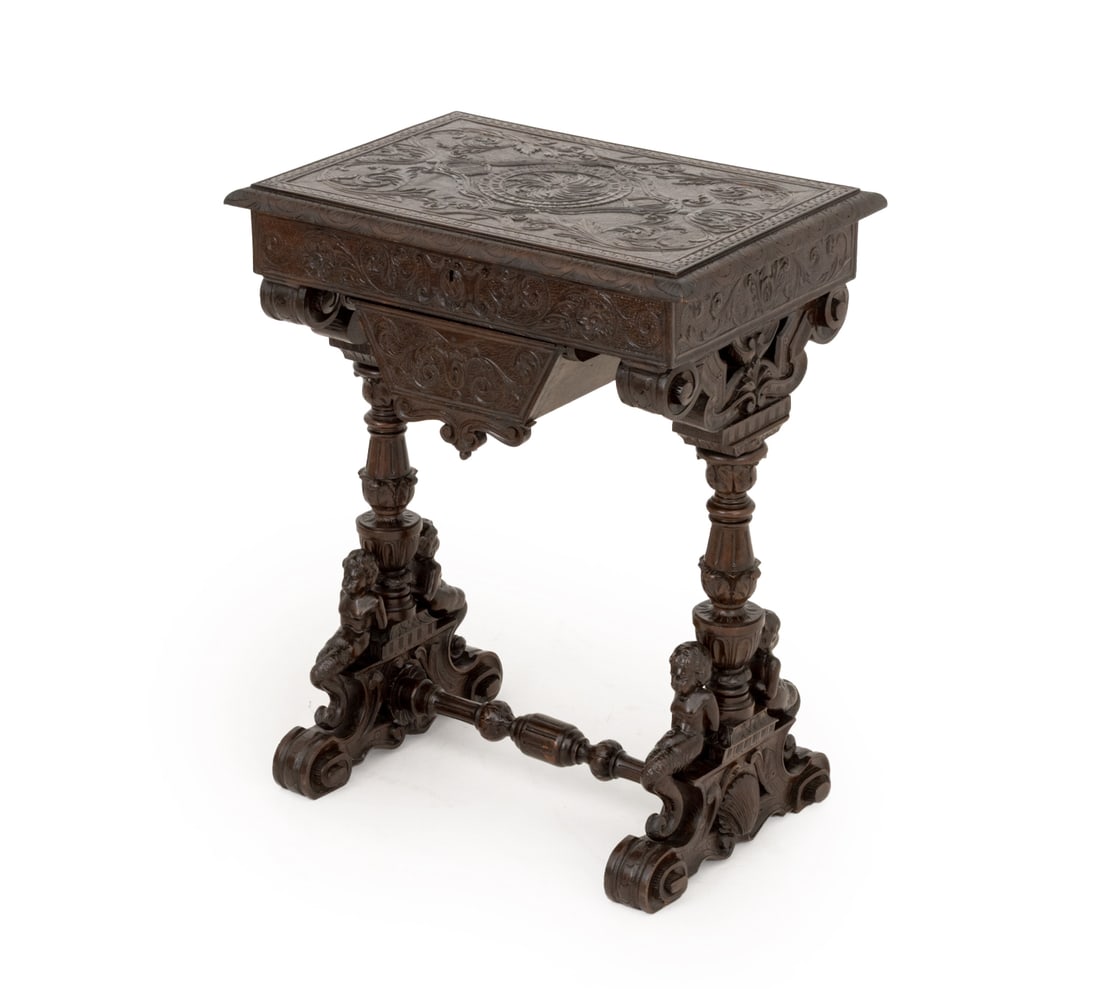 Renaissance Revival Mahogany Sewing Table (1 of 13)