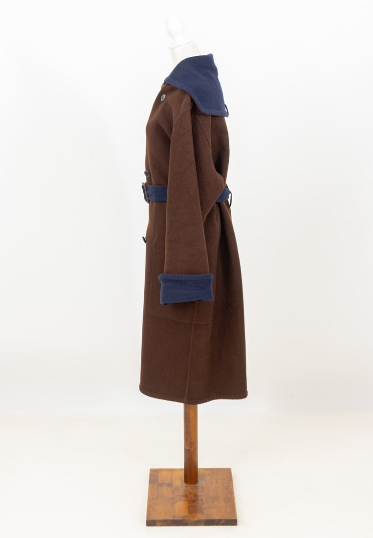 Hermes Reversible Brown & Navy Wool Cape Coat - 11