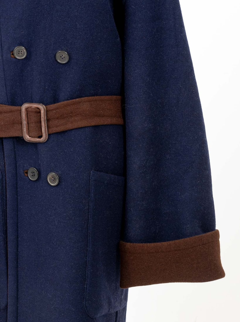 Hermes Reversible Brown & Navy Wool Cape Coat - 4