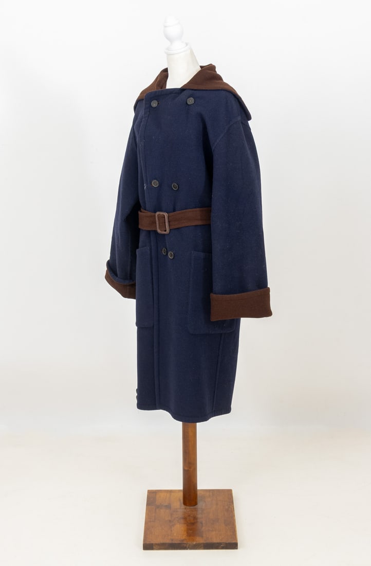 Hermes Reversible Brown & Navy Wool Cape Coat - 5