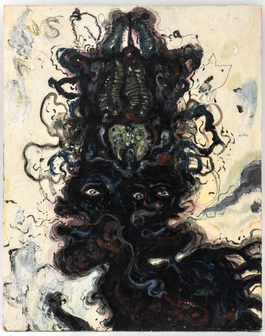 Robert Dandarov "Janus" Oil on Panel: Robert Dandarov (Macedonian/American, b. 1959), "Janus", Oil on Panel, titled in pencil verso, unframed. 20" H x 16" W. Provenance: From a New York City Collection. Keywords: Painting, Works on Board,