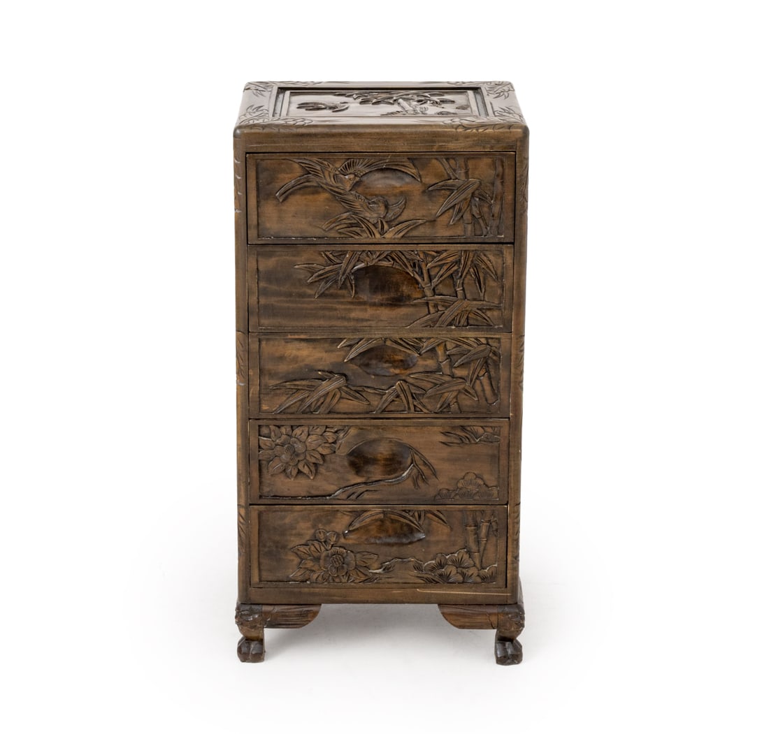 Chinese Bird & Bamboo Motif Chest of Drawers (1 of 9)