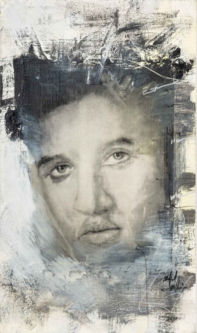 Walford Williams "Elvis Presley" Mixed Media: Walford Williams (Jamaican, b. 1974), "Elvis Presley", Mixed Media on Canvas, signed lower right, unframed. 24" H x 14" W x 1" D. Provenance: From a New Jersey Collection. Keywords: The King, Painting