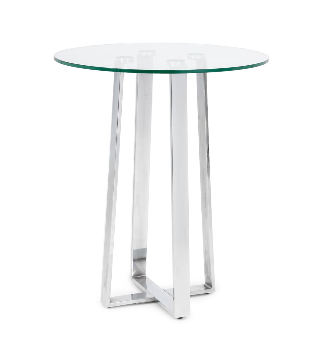 Contemporary Glass Top Chrome Cocktail Table (1 of 8)