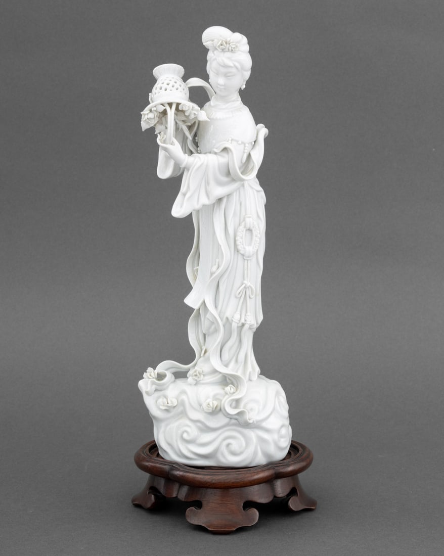 Chinese Blanc de Chine Porcelain Maiden Sculpture (1 of 10)
