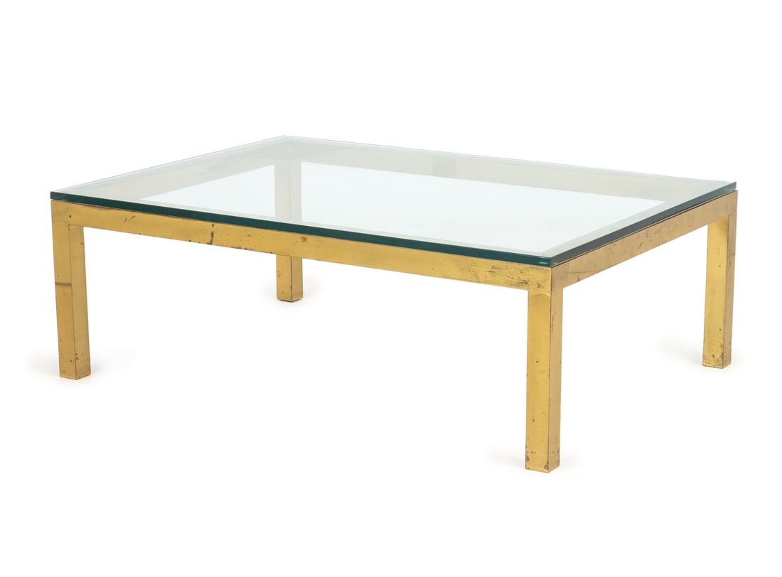 Mid-Century Modern Glass Top Brass Coffee Table (1 of 6)