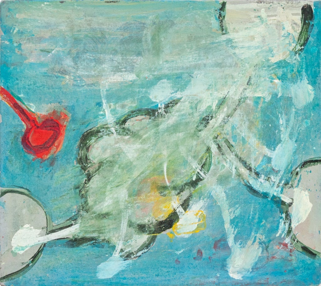 Elfi Schuselka Abstract Composition Oil on Canvas: Elfi Schuselka (Austrian, b. 1940), Abstract Composition, Oil on Canvas Mounted on Board, stamped "Studio Elfi Schuselka" verso, unframed.12.5" H x 14" W. Provenance: From the collection of the artist