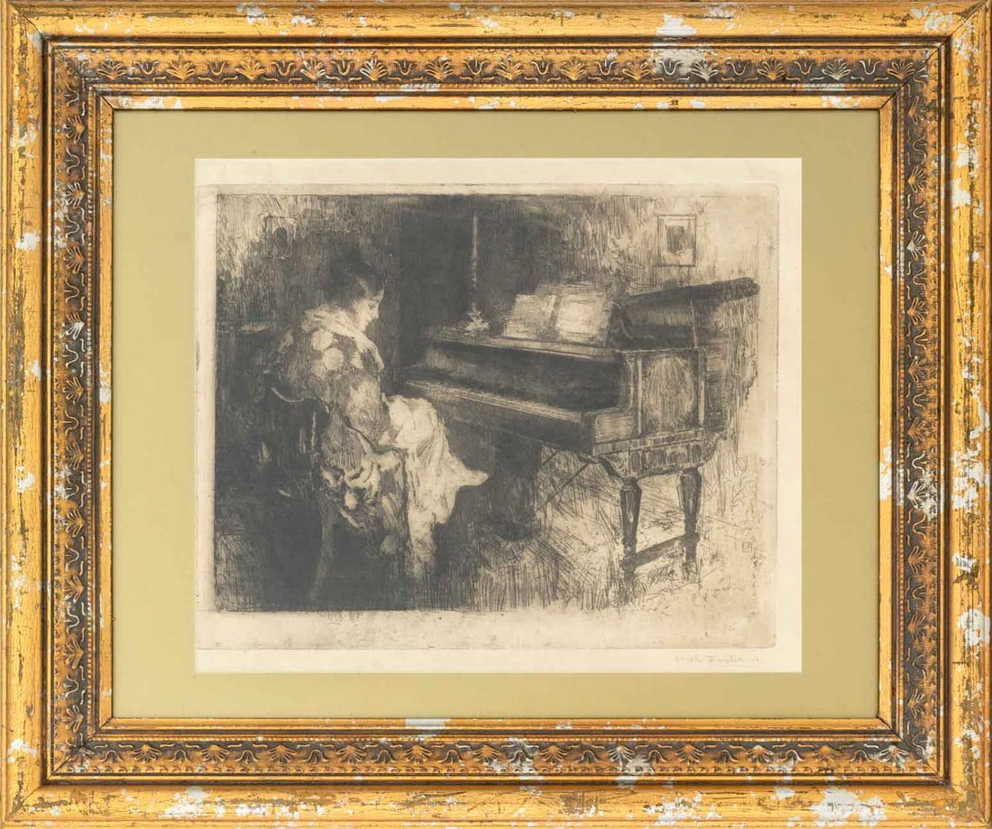William Frederick Foster Woman at Piano Etching (1 of 8)