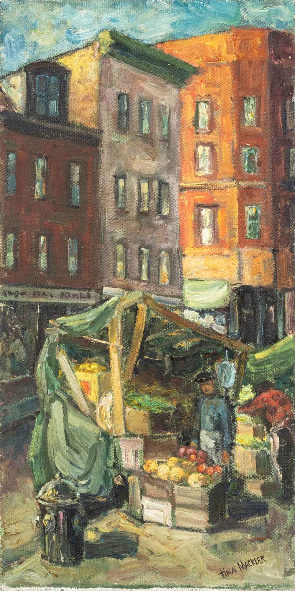 Tina Mackler Street Vendor Oil on Canvas (1 of 7)