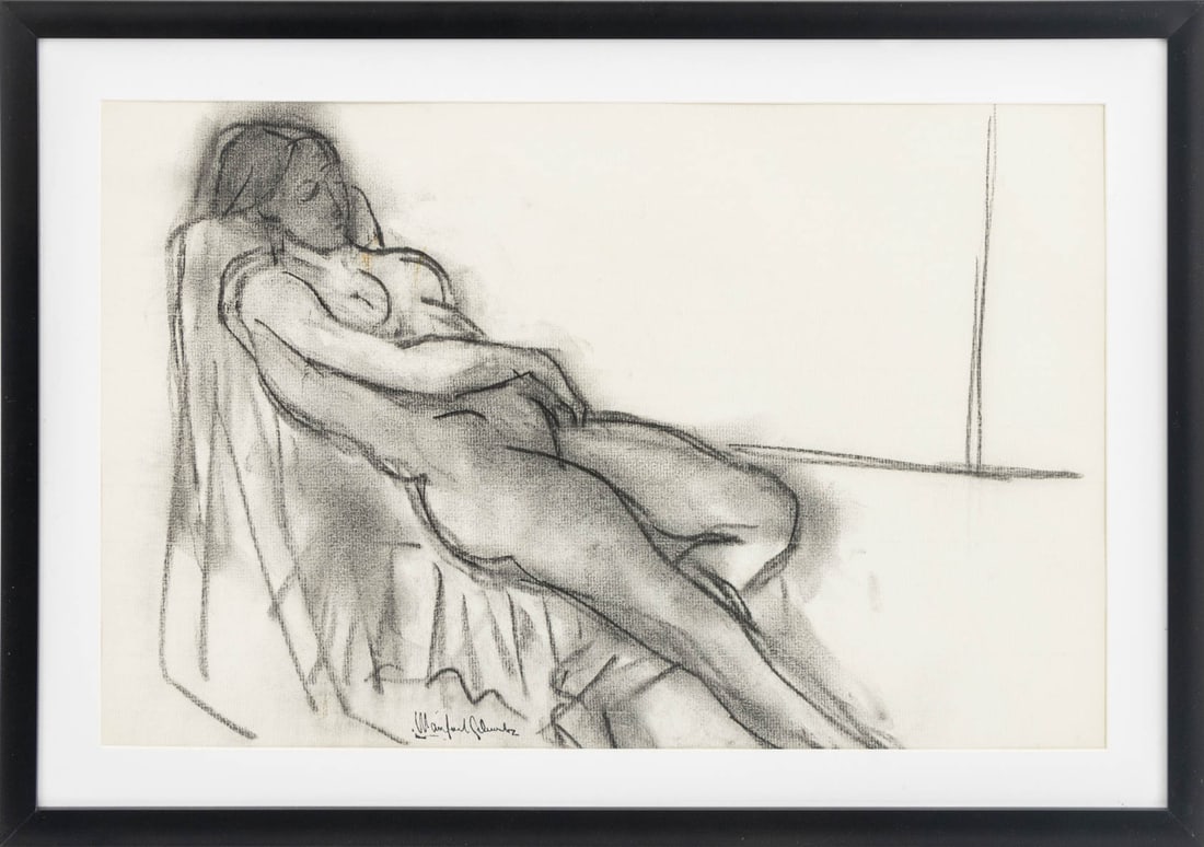 Manfred Schwartz Nude Woman Study Charcoal (1 of 7)