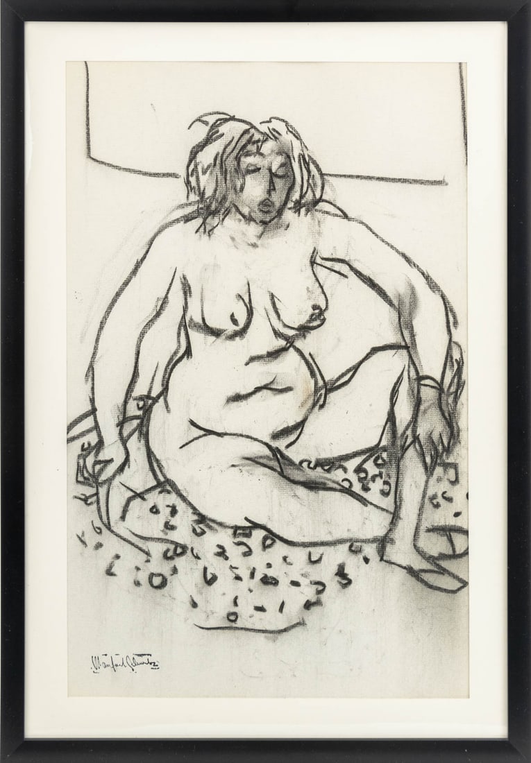 Manfred Schwartz Nude Woman Study Charcoal (1 of 7)